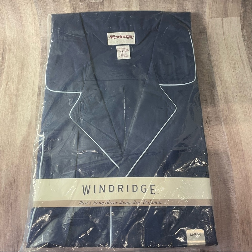 Vintage NWT Windridge Mens Pajama Set Blue LARGE Mervyns NOS Original Packaging
